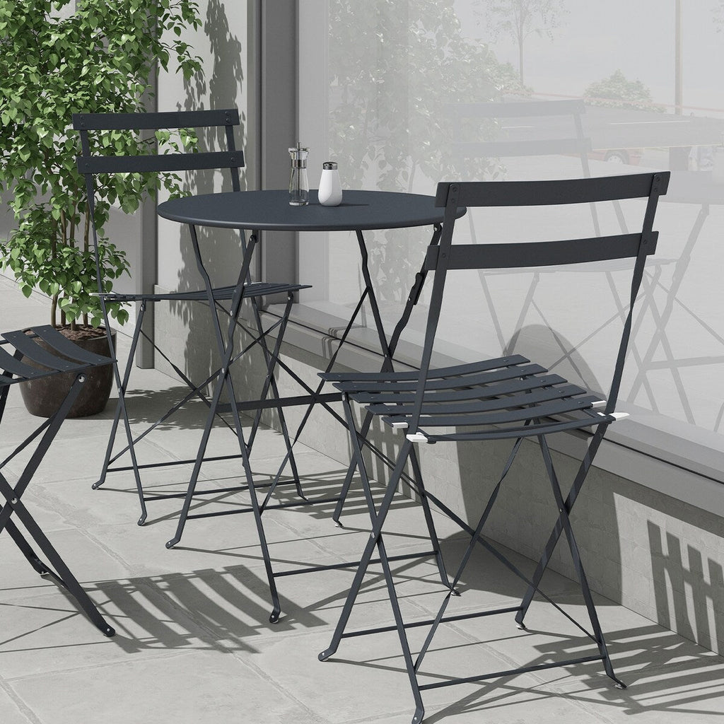 Ensemble bistro pliable en acier 3 pièces Pyramid Home Decor