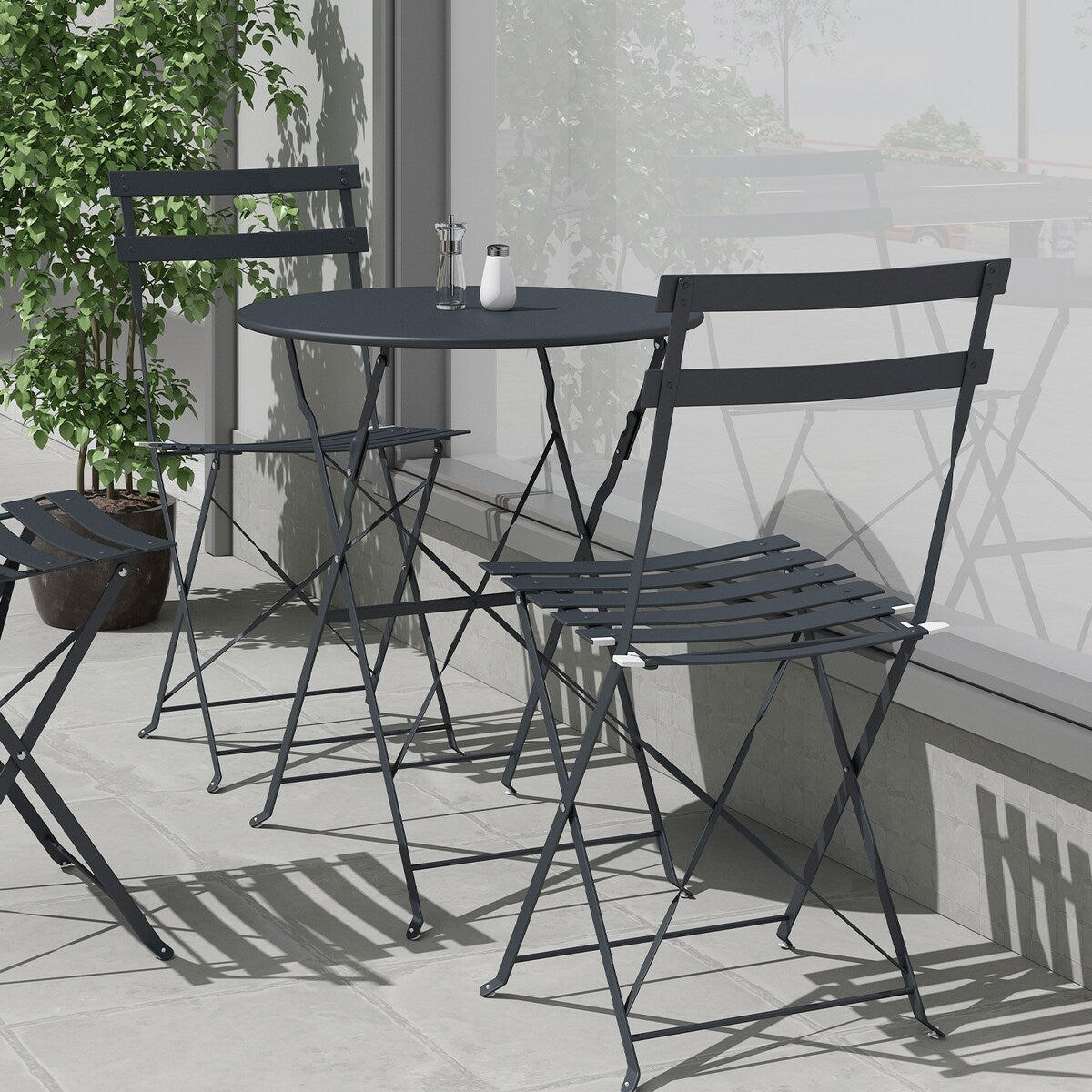 Ensemble bistro pliable en acier 3 pièces Pyramid Home Decor