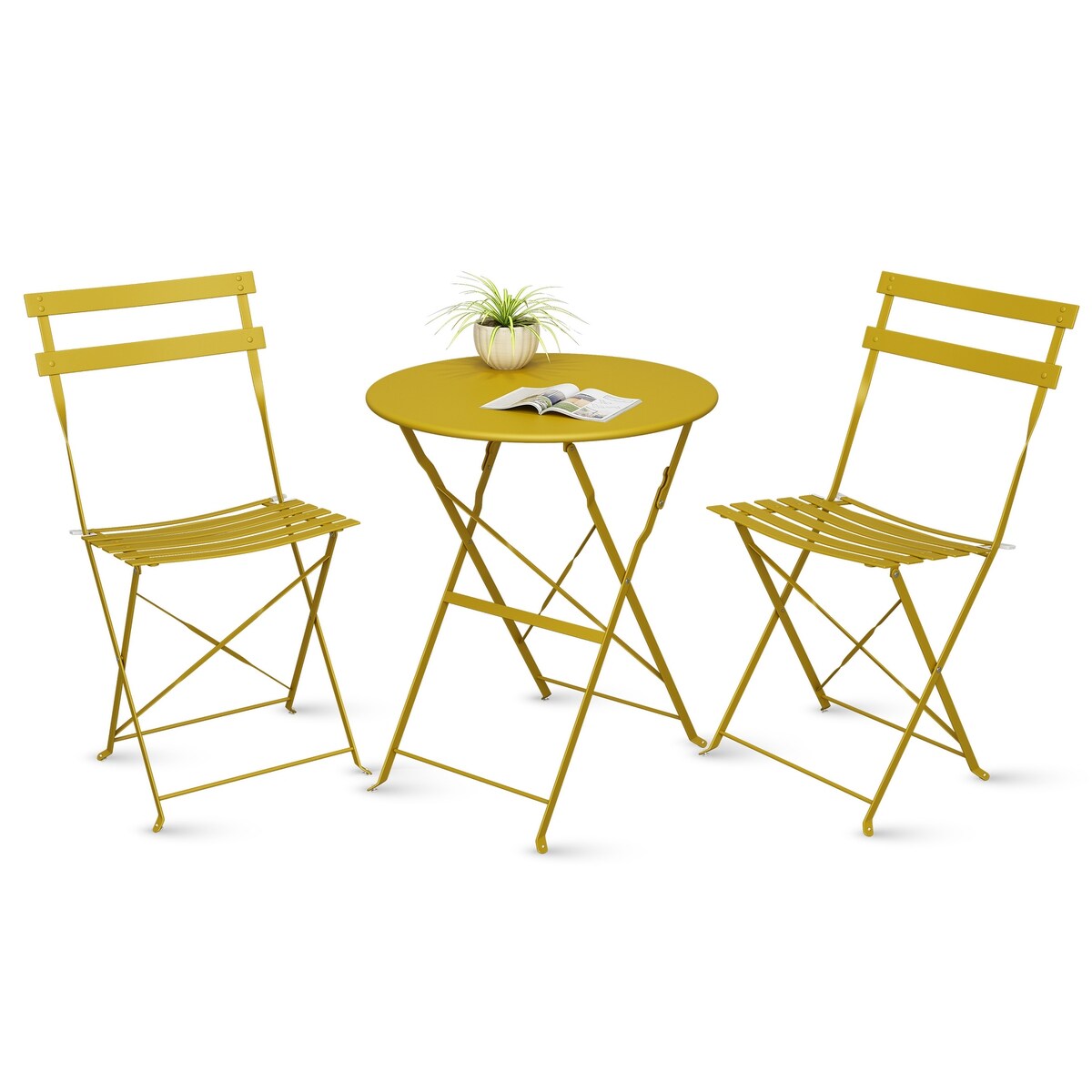 Ensemble bistro pliable en acier 3 pièces Pyramid Home Decor