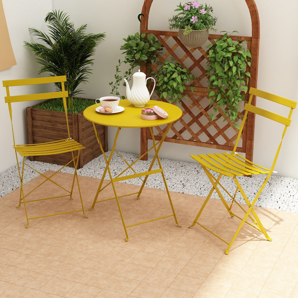 Ensemble bistro pliable en acier 3 pièces Pyramid Home Decor