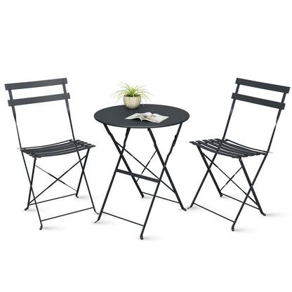 Ensemble bistro pliable en acier 3 pièces Pyramid Home Decor