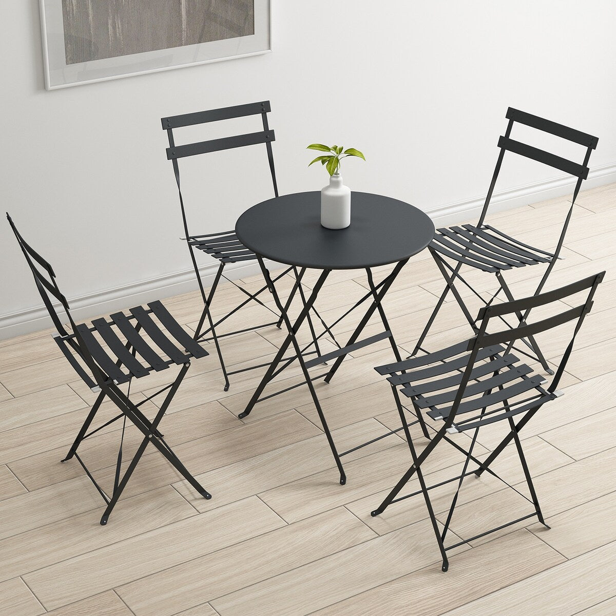 Ensemble bistro pliable en acier 3 pièces Pyramid Home Decor
