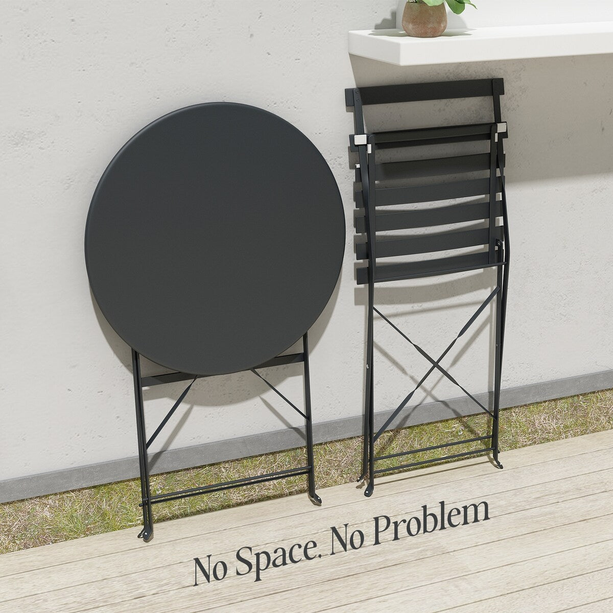 Ensemble bistro pliable en acier 3 pièces Pyramid Home Decor