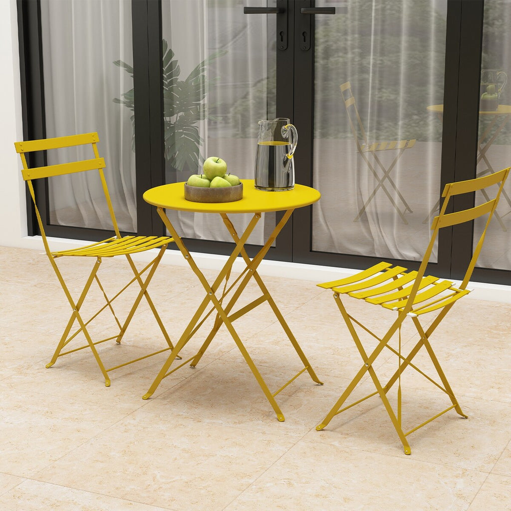 Ensemble bistro pliable en acier 3 pièces Pyramid Home Decor
