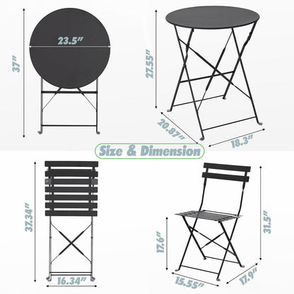 Ensemble bistro pliable en acier 3 pièces Pyramid Home Decor