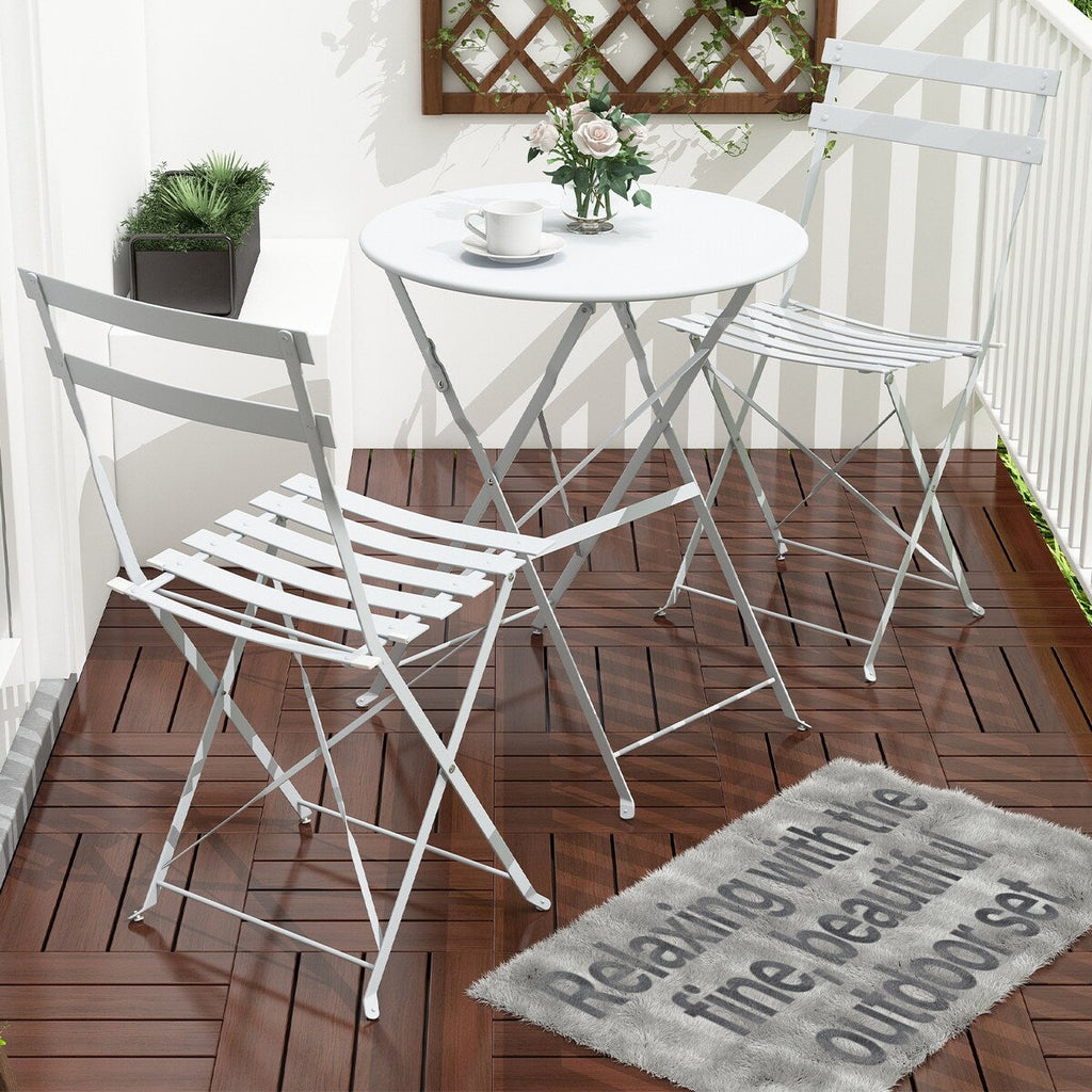 Ensemble bistro pliable en acier 3 pièces Pyramid Home Decor