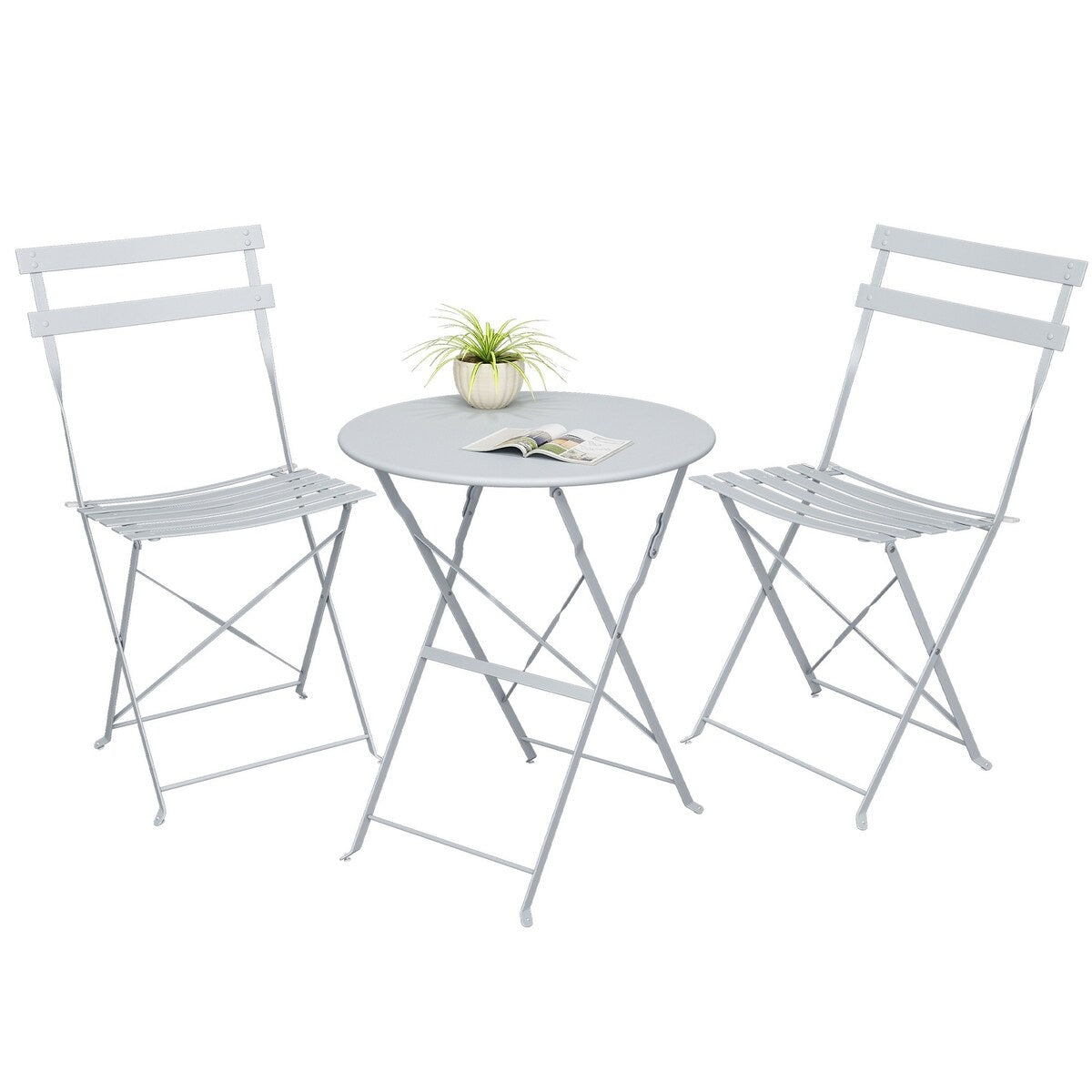 Ensemble bistro pliable en acier 3 pièces Pyramid Home Decor