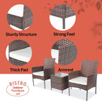 Ensemble bistrot de patio 3 pièces en rotin Pyramid Home Decor