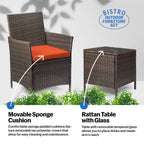 Ensemble bistrot de patio 3 pièces en rotin Pyramid Home Decor