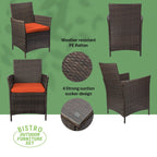 Ensemble bistrot de patio 3 pièces en rotin Pyramid Home Decor
