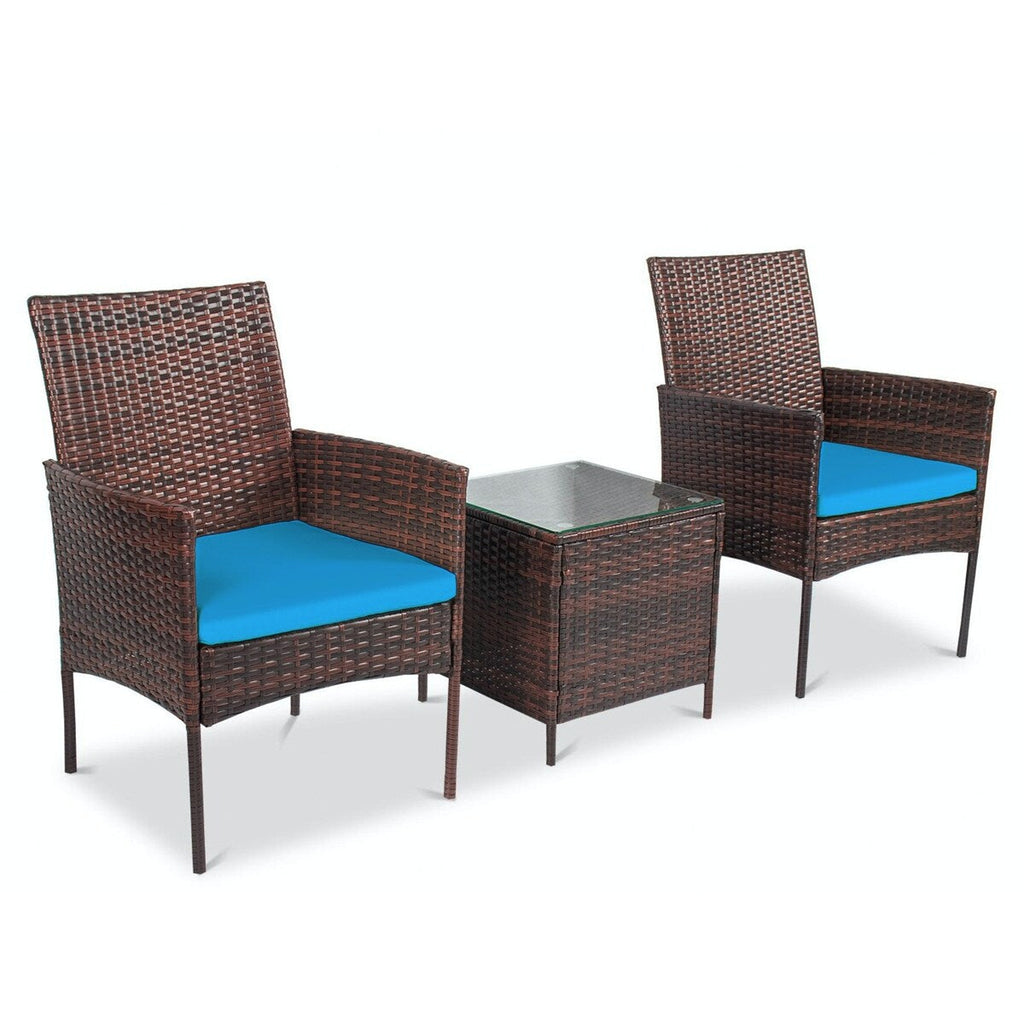 Ensemble bistrot de patio 3 pièces en rotin Pyramid Home Decor