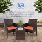 Ensemble bistrot de patio 3 pièces en rotin Pyramid Home Decor