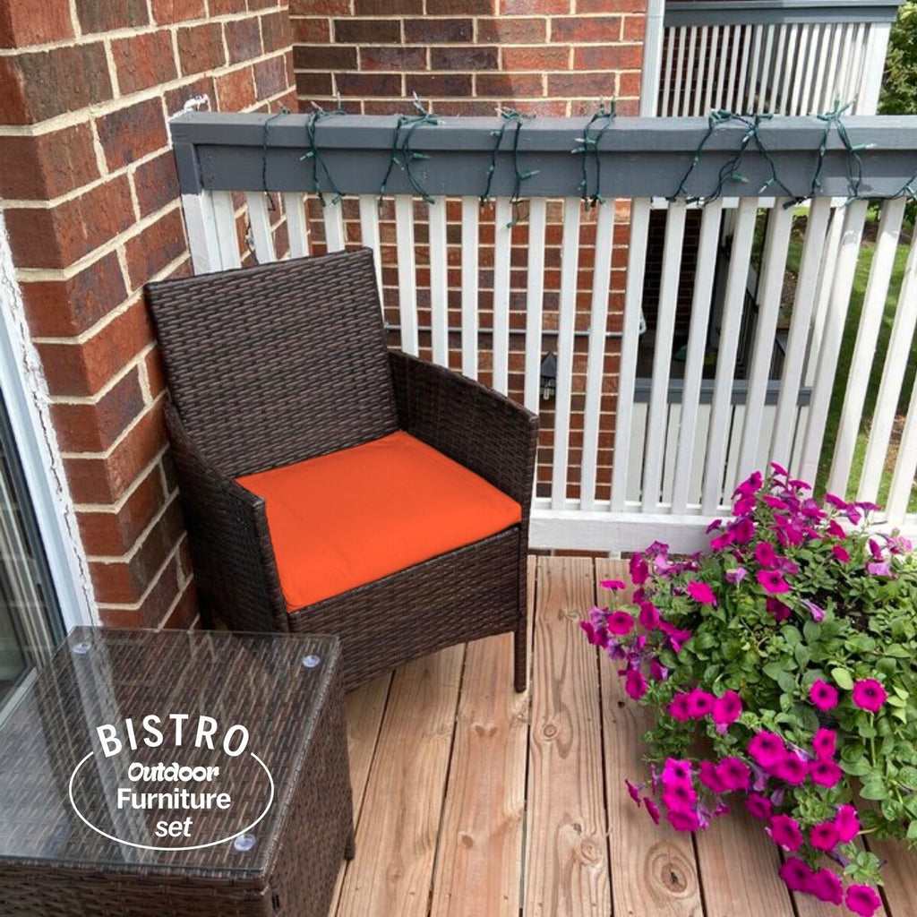 Ensemble bistrot de patio 3 pièces en rotin Pyramid Home Decor