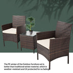 Ensemble bistrot de patio 3 pièces en rotin Pyramid Home Decor