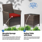 Ensemble bistrot de patio 3 pièces en rotin Pyramid Home Decor