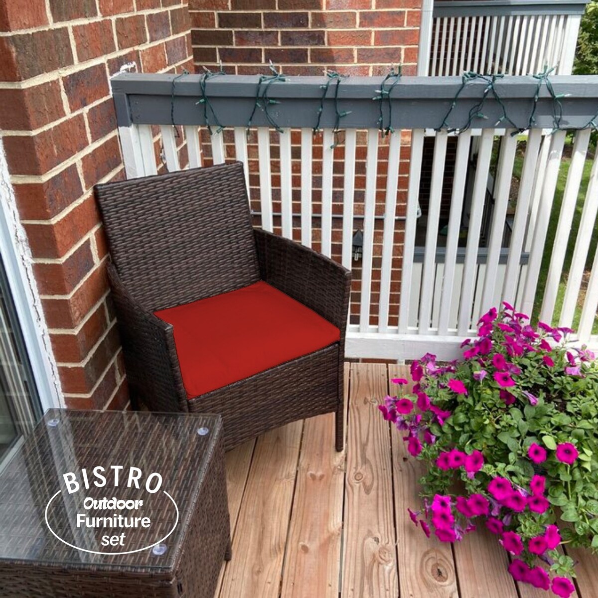 Ensemble bistrot de patio 3 pièces en rotin Pyramid Home Decor