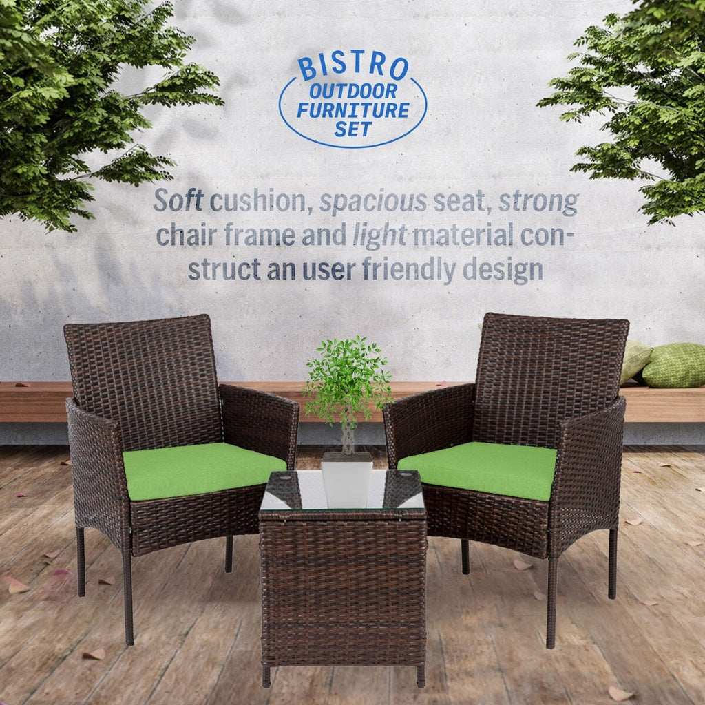 Ensemble bistrot de patio 3 pièces en rotin Pyramid Home Decor