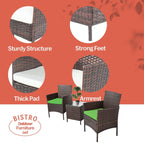 Ensemble bistrot de patio 3 pièces en rotin Pyramid Home Decor