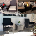 Ensemble bistrot de patio 3 pièces en rotin Pyramid Home Decor