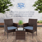 Ensemble bistrot de patio 3 pièces en rotin Pyramid Home Decor