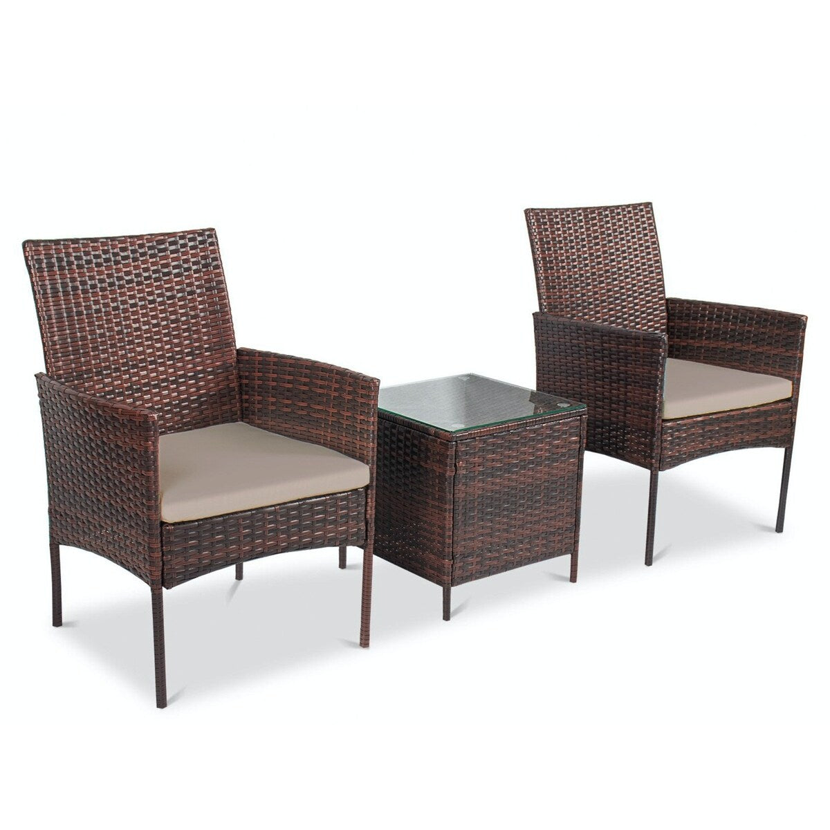 Ensemble bistrot de patio 3 pièces en rotin Pyramid Home Decor