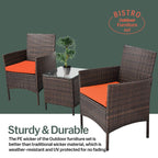 Ensemble bistrot de patio 3 pièces en rotin Pyramid Home Decor