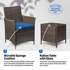 Ensemble bistrot de patio 3 pièces en rotin Pyramid Home Decor