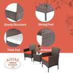 Ensemble bistrot de patio 3 pièces en rotin Pyramid Home Decor