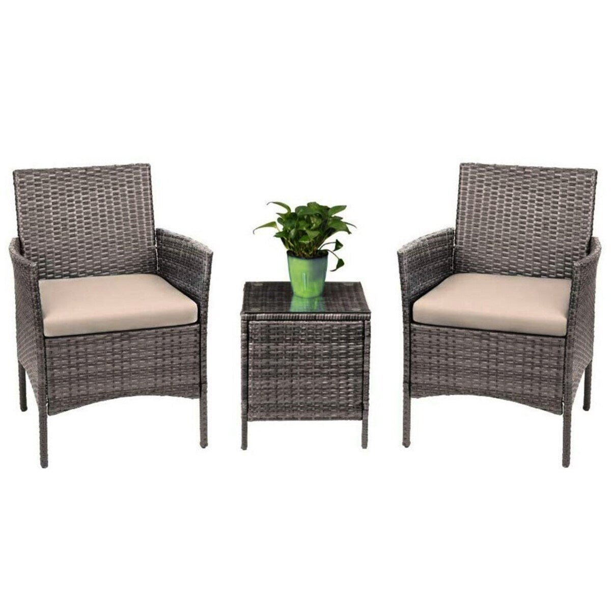 Ensemble bistrot de patio 3 pièces en rotin Pyramid Home Decor