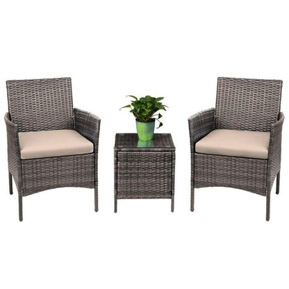 Ensemble bistrot de patio 3 pièces en rotin Pyramid Home Decor