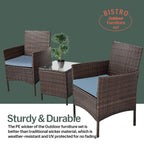 Ensemble bistrot de patio 3 pièces en rotin Pyramid Home Decor