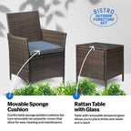 Ensemble bistrot de patio 3 pièces en rotin Pyramid Home Decor