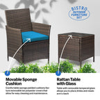 Ensemble bistrot de patio 3 pièces en rotin Pyramid Home Decor