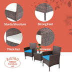 Ensemble bistrot de patio 3 pièces en rotin Pyramid Home Decor