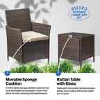 Ensemble bistrot de patio 3 pièces en rotin Pyramid Home Decor