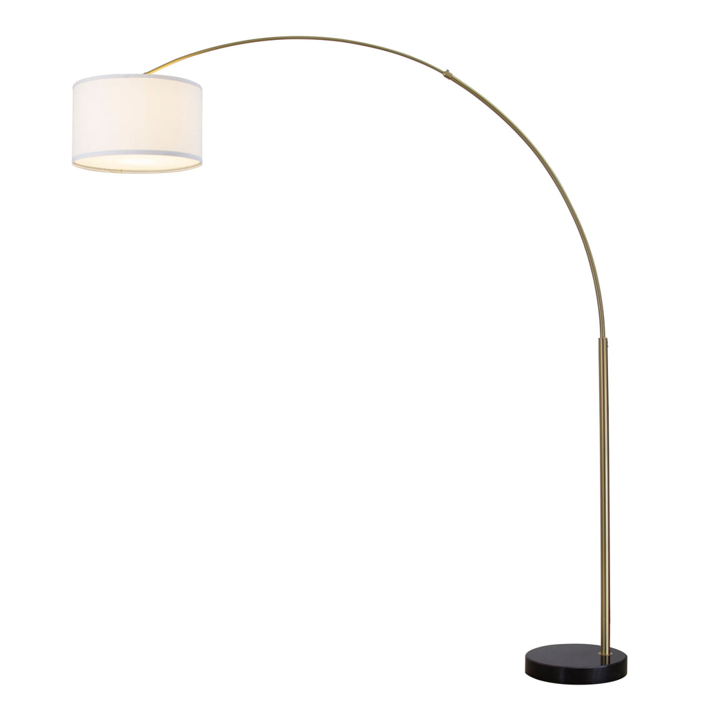 Lampadaire arqué réglable en acier Q-Max 81 avec abat-jour extra large et base en marbre
