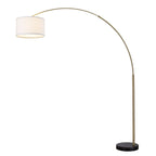 Lampadaire arqué réglable en acier Q-Max 81 avec abat-jour extra large et base en marbre