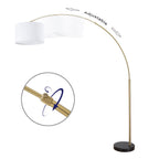 Lampadaire arqué réglable en acier Q-Max 81 avec abat-jour extra large et base en marbre