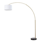 Lampadaire arqué réglable en acier Q-Max 81 avec abat-jour extra large et base en marbre