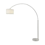 Lampadaire arqué réglable en acier Q-Max 81 avec abat-jour extra large et base en marbre