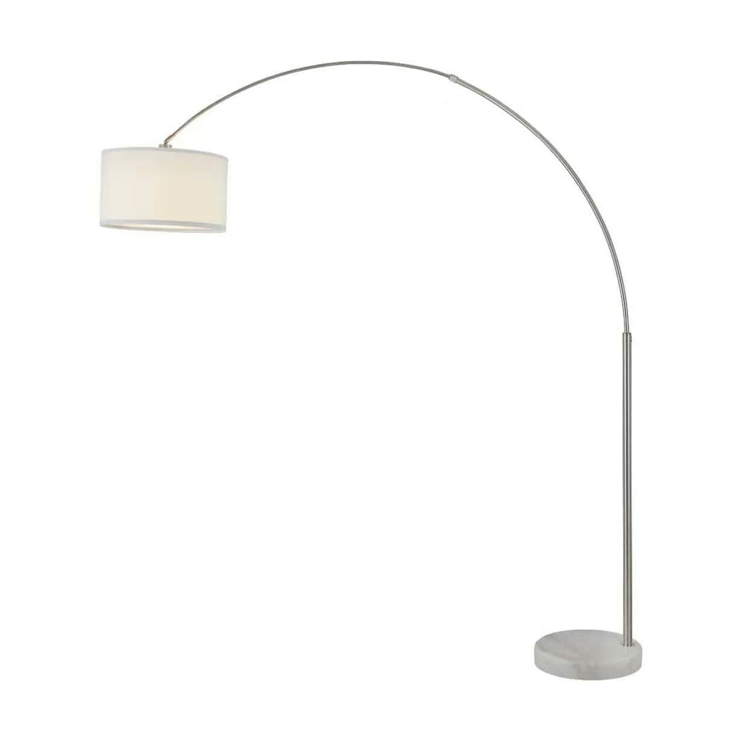 Lampadaire arqué réglable en acier Q-Max 81 avec abat-jour extra large et base en marbre