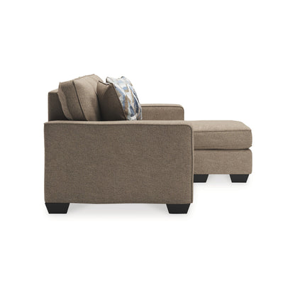 Canapé-lit Qien, 2 coussins décoratifs, polyester marron bois flotté, 216 cm