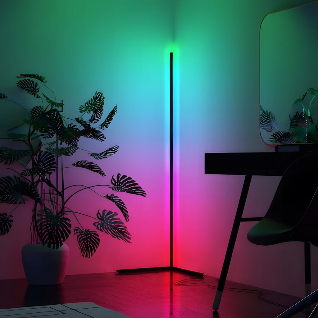Lampadaire d'angle à LED RGBCW avec télécommande