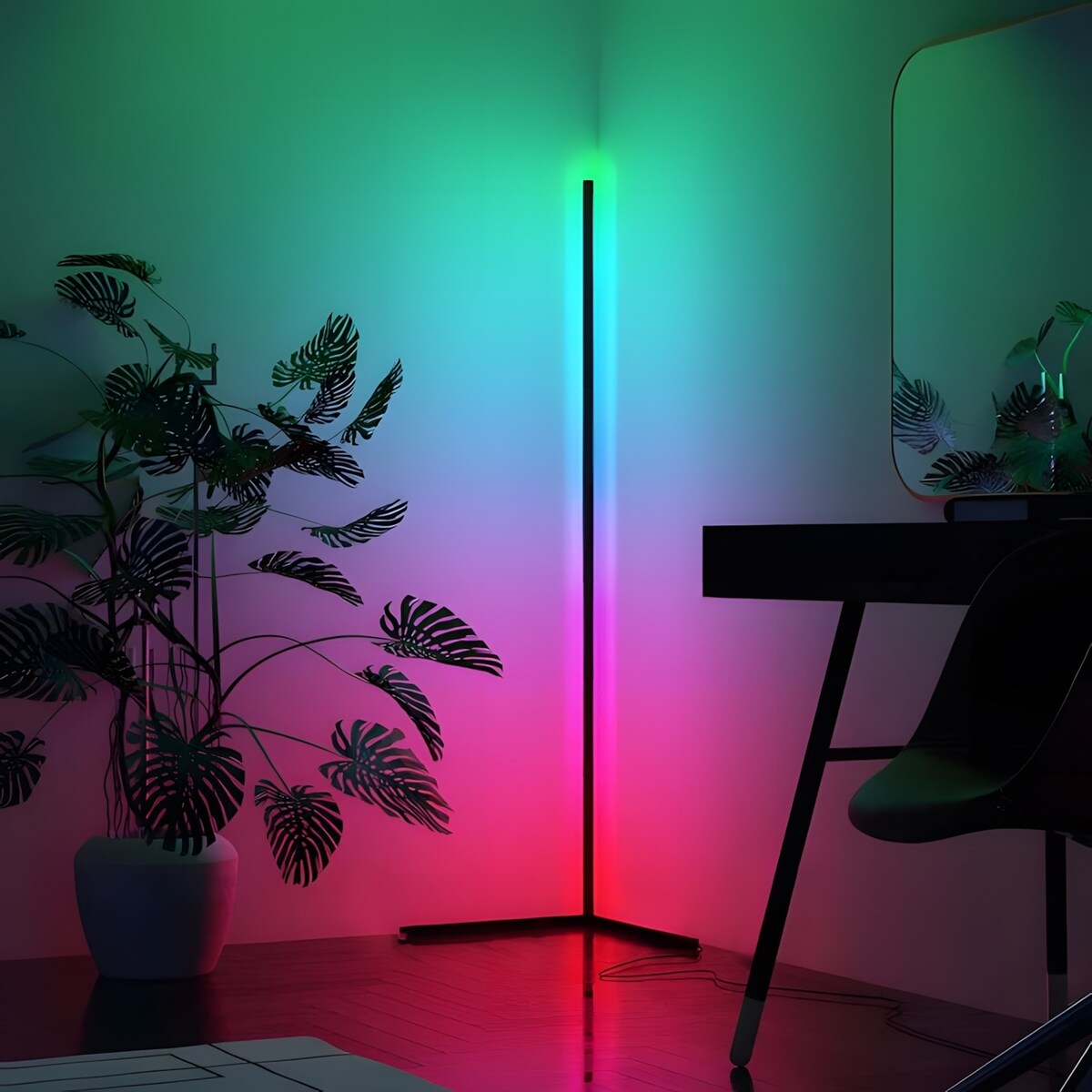 Lampadaire d'angle à LED RGBCW avec télécommande