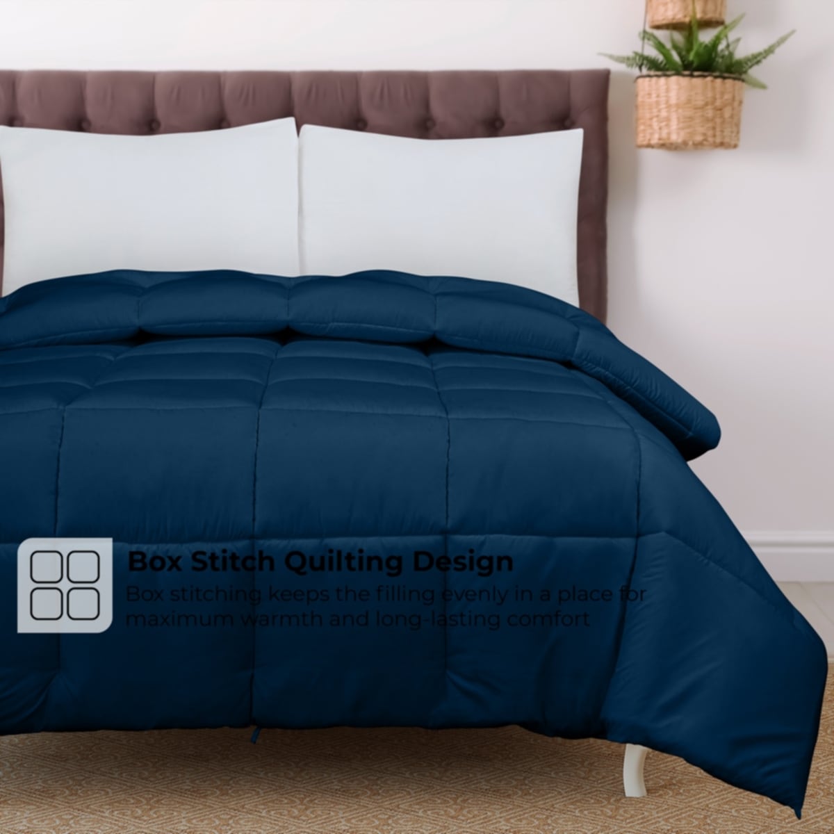 Couette Royale King - Couette toutes saisons en duvet synthétique - Couette matelassée légère (King, bleu marine)