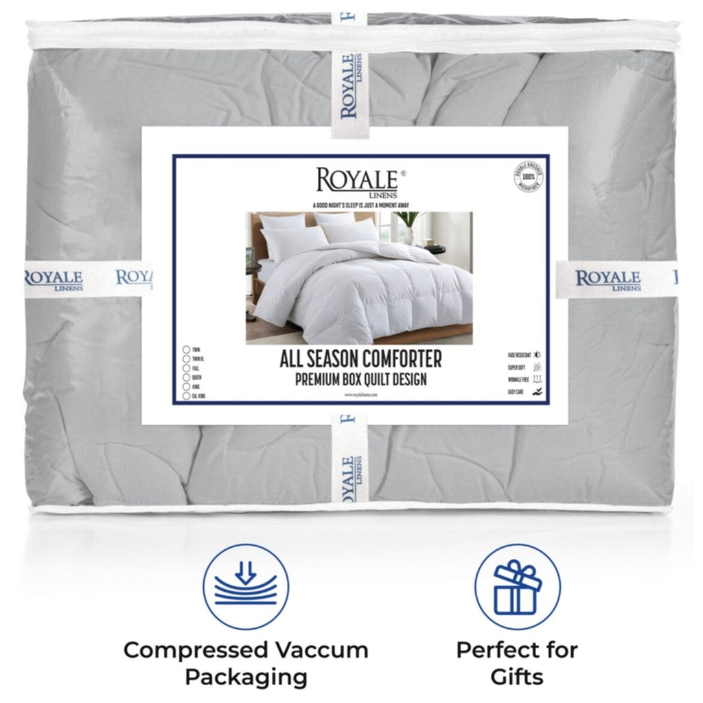Couette Royale King - Couette toutes saisons en duvet synthétique - Couette matelassée légère (King, bleu marine)