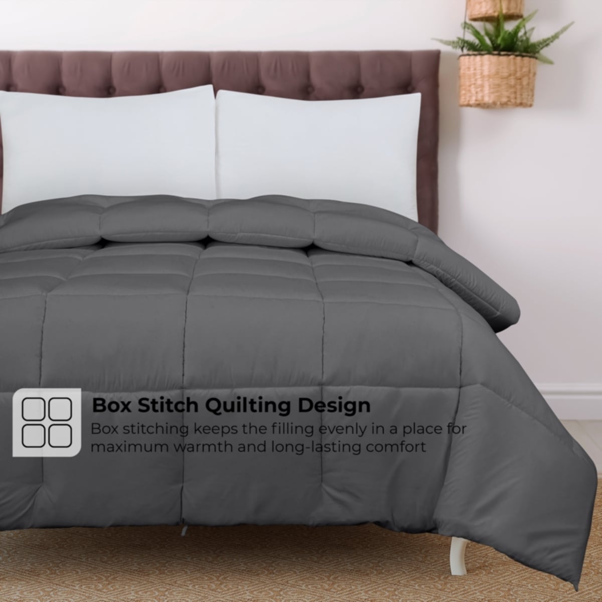 Couette Royale King - Couette toutes saisons en duvet synthétique - Couette matelassée légère (King, bleu marine)