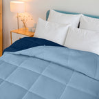 Couette Royale King - Couette toutes saisons en duvet synthétique - Couette matelassée légère (King, bleu marine)