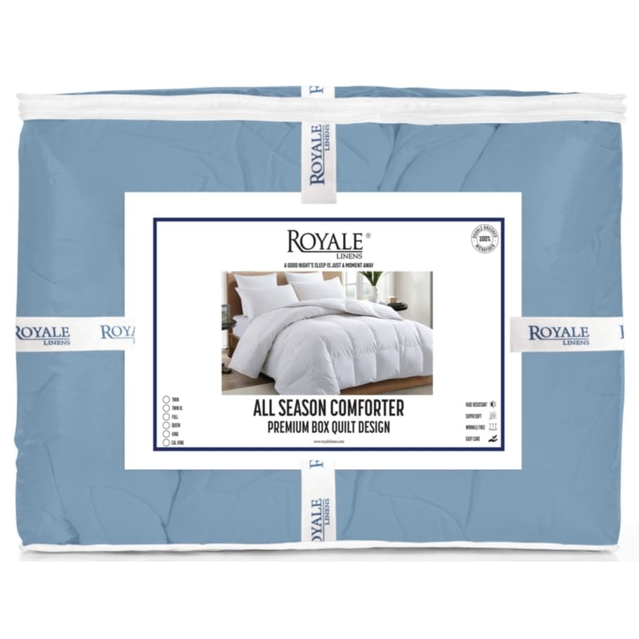 Couette Royale King - Couette toutes saisons en duvet synthétique - Couette matelassée légère (King, bleu marine)
