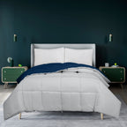 Couette Royale King - Couette toutes saisons en duvet synthétique - Couette matelassée légère (King, bleu marine)